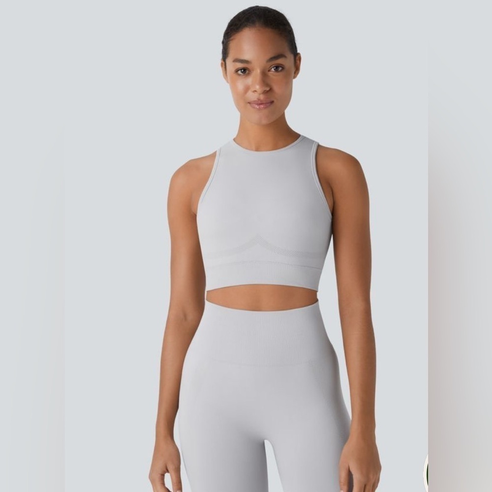 Halara Seamless Flow Round Neck Racerback Cropped Skinny Yoga Tank Top, XL, NWT